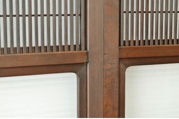 ★古民具　骨董　素敵な銀モールガラス格子戸3枚セット(裏障子付き)