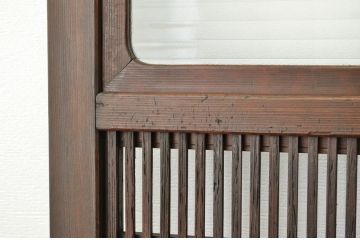 ★古民具　骨董　素敵な銀モールガラス格子戸3枚セット(裏障子付き)