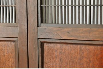 ★古民具　骨董　素敵な銀モールガラス格子戸3枚セット(裏障子付き)