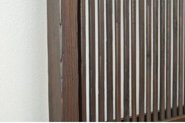 古民具　骨董　クリアと銀モールガラス入りのガラス格子戸1枚(引き戸、アンティーク)