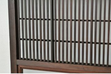 古民具　骨董　腰板欅の裏障子付き格子戸1枚(引き戸)