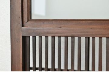 古民具　骨董　腰板欅の裏障子付き格子戸1枚(引き戸)