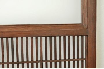 古民具　骨董　腰板欅の裏障子付き格子戸1枚(引き戸)