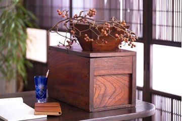 アンティーク雑貨　欅製　古い枡付銭箱