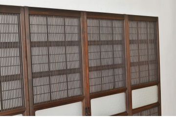古民具・骨董 細身の格子戸4枚セット(裏障子付き)引き戸・建具