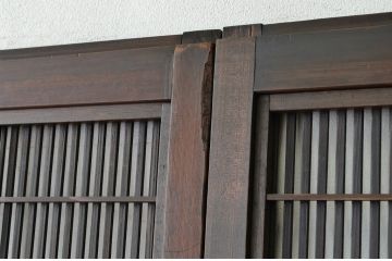 古民具・骨董 細身の格子戸4枚セット(裏障子付き)引き戸・建具