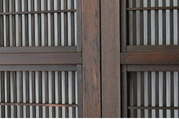 古民具・骨董 細身の格子戸4枚セット(裏障子付き)引き戸・建具