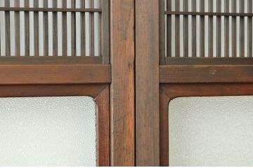 古民具・骨董 細身の格子戸4枚セット(裏障子付き)引き戸・建具