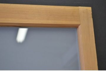 アンティーク　細身の片面ペイントガラス引き戸2枚セット(扉、ガラス戸)