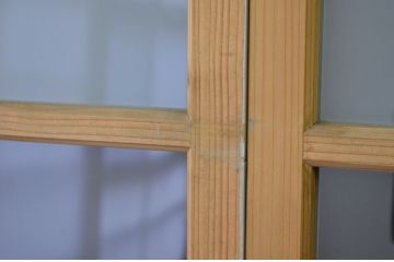 アンティーク　細身の片面ペイントガラス引き戸2枚セット(扉、ガラス戸)