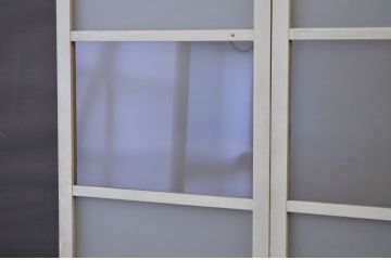 アンティーク　細身の片面ペイントガラス引き戸2枚セット(扉、ガラス戸)