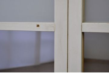 アンティーク　細身の片面ペイントガラス引き戸2枚セット(扉、ガラス戸)