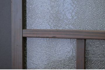 アンティーク　古い木のダイヤガラス窓2枚セット(引き戸、ガラス戸)