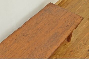 アンティーク家具　古い木のアンティーク横長テーブル(作業台、ちゃぶ台)
