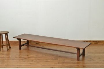 アンティーク家具　古い木のアンティーク横長テーブル(作業台、ちゃぶ台)