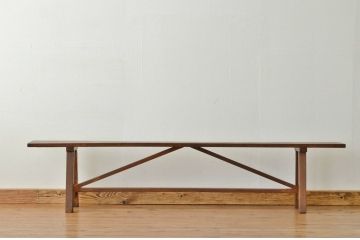レトロ家具　★昭和レトロ 古い木のシンプルなアンティークベンチ(長椅子・イス・いす)