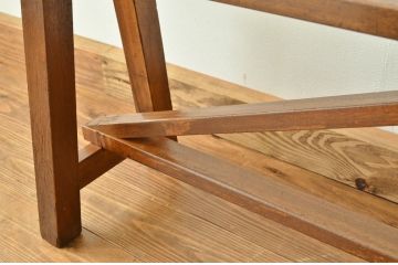 レトロ家具　★昭和レトロ 古い木のシンプルなアンティークベンチ(長椅子・イス・いす)