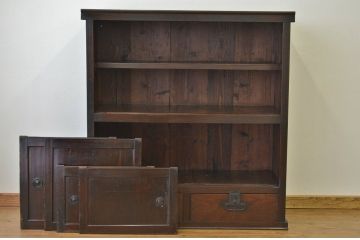 アンティーク家具　古民具・骨董 明治時代/古い木の味わいある大収納棚(時代箪笥)