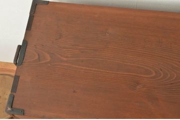アンティーク家具　古民具・骨董 明治時代の極厚金具の極上帳場箪笥(収納棚・引き出し)