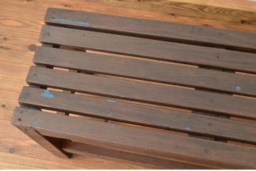レトロ家具　昭和レトロ　古い木のアンティークロングベンチ(長椅子)