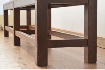 レトロ家具　昭和レトロ　古い木のアンティークロングベンチ(長椅子)