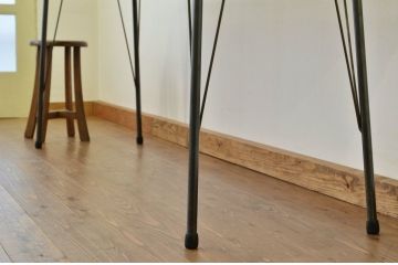 アンティーク家具　☆天板一枚板の鉄脚テーブル?(アイアン・作業台・机)