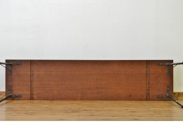 アンティーク家具　☆天板一枚板の鉄脚テーブル?(アイアン・作業台・机)