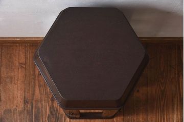 アンティーク家具　和製アンティーク　ナラ材　卓上でも使える六角形ガラスケース(ショーケース、陳列棚、飾り棚)