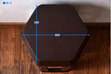 アンティーク家具　和製アンティーク　ナラ材　卓上でも使える六角形ガラスケース(ショーケース、陳列棚、飾り棚)