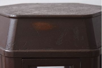 アンティーク家具　和製アンティーク　ナラ材　卓上でも使える六角形ガラスケース(ショーケース、陳列棚、飾り棚)