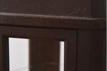 アンティーク家具　和製アンティーク　ナラ材　卓上でも使える六角形ガラスケース(ショーケース、陳列棚、飾り棚)