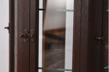アンティーク家具　和製アンティーク　ナラ材　卓上でも使える六角形ガラスケース(ショーケース、陳列棚、飾り棚)