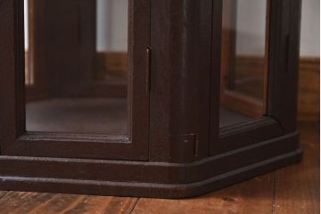 アンティーク家具　和製アンティーク　ナラ材　卓上でも使える六角形ガラスケース(ショーケース、陳列棚、飾り棚)