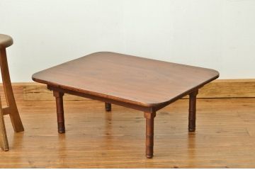 アンティーク家具　古民具・骨董　天板欅一枚板の角ちゃぶ台(テーブル)