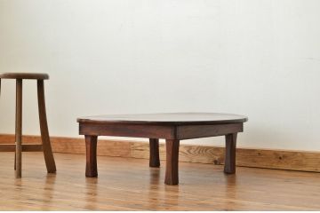 レトロ家具　昭和レトロ　古い木のシックな無垢板丸ちゃぶ台(テーブル)アンティーク