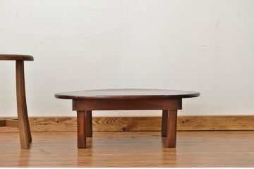 レトロ家具　昭和レトロ　古い木のシックな無垢板丸ちゃぶ台(テーブル)アンティーク