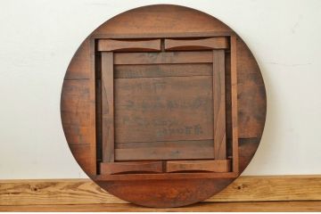 レトロ家具　昭和レトロ　古い木のシックな無垢板丸ちゃぶ台(テーブル)アンティーク