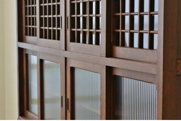 アンティーク家具　アンティーク 古いナラ材の極めて上質な二段重ね大型食器棚