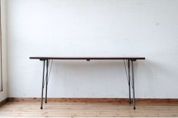 アンティーク家具　天板一枚板!古い欅材の鉄脚アンティークテーブル1