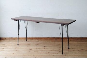 アンティーク家具　天板一枚板!古い欅材の鉄脚アンティークテーブル1