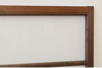 アンティーク　古い木の銀モールガラス引き戸2枚セット(窓建具)