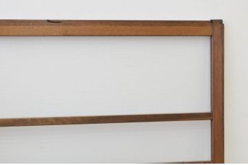アンティーク　古い木の銀モールガラス引き戸2枚セット(窓建具)