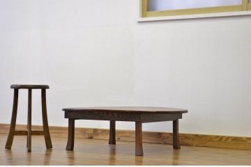 アンティーク家具　古い木の無垢材アンティーク丸ちゃぶ台