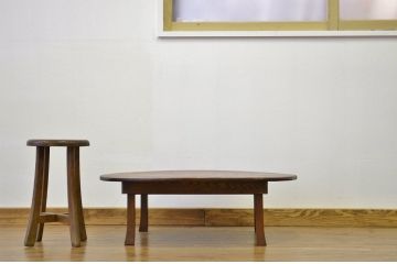 アンティーク家具　古い木の無垢材アンティーク丸ちゃぶ台