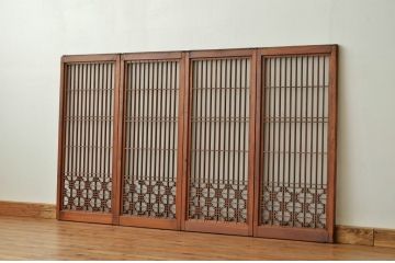 古民具・骨董 ガラス入り書院戸4枚セット(建具)