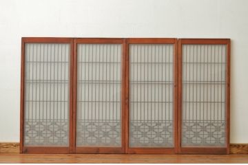 古民具・骨董 ガラス入り書院戸4枚セット(建具)