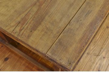 アンティーク家具　極厚無垢材の工場用アンティーク大型作業台(テーブル)