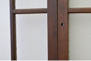 古民具・骨董 重厚なガラス入り無双引き戸4枚