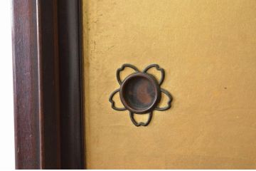アンティーク家具　古民具・骨董 唐木(無垢)本金張り扉と象嵌の収納棚(茶箪笥)