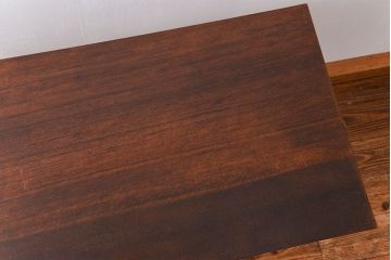 アンティーク家具　古い病院の天板無垢材の伸縮鉄脚テーブル2(作業台/キャスター付き)(サイドテーブル)